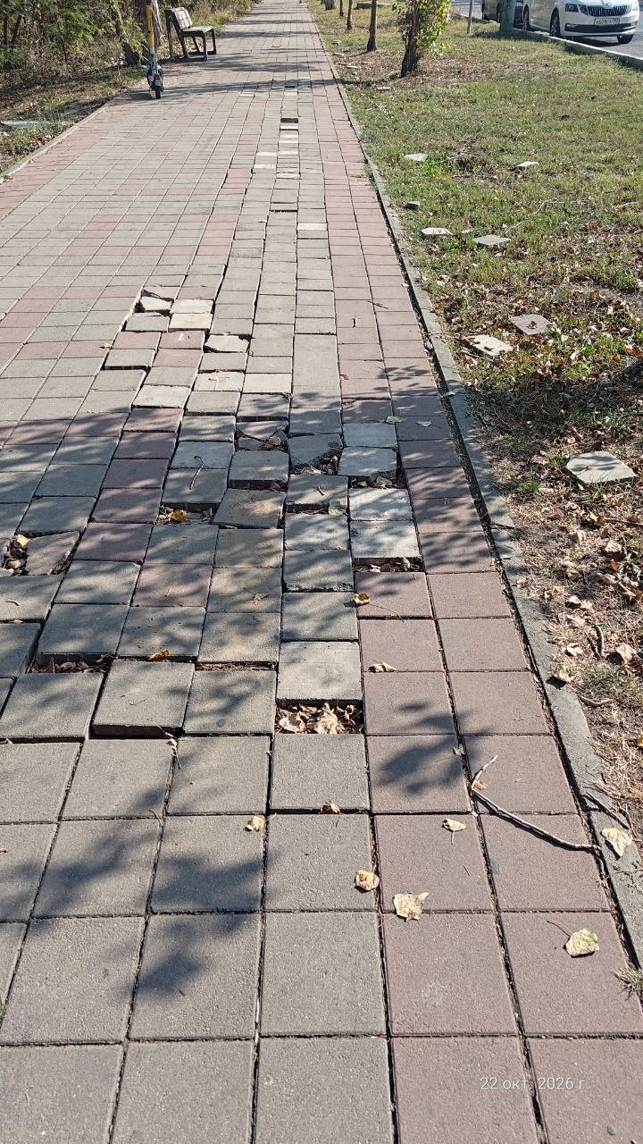 💬 Добрый день. Состояние тротуарной плитки по улице Героев-десантников, в районе дома 21.
