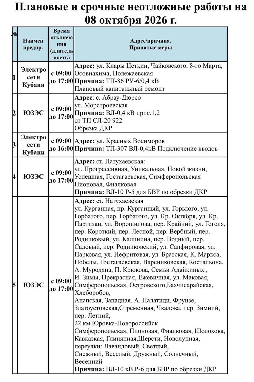 📌Информируем Вас о плановых работах на 08.10.2026