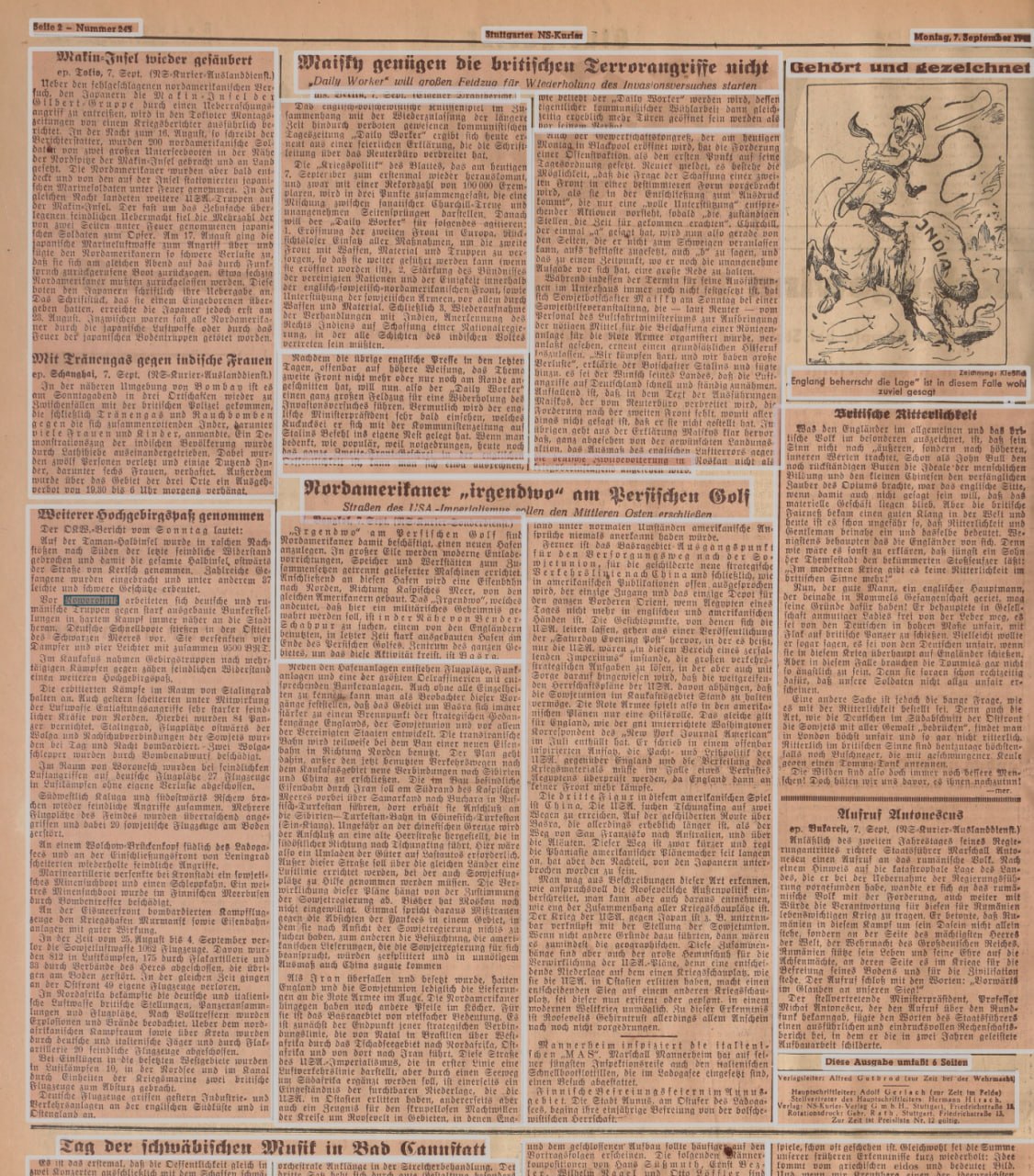 🗞 Немецкая газета от 07.09.1942