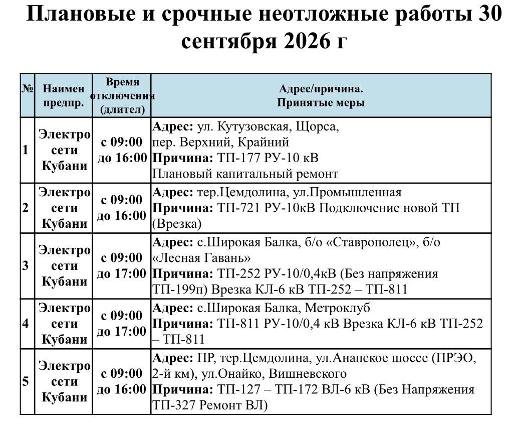 📌Информируем Вас о плановых работах на 30.09.2026
