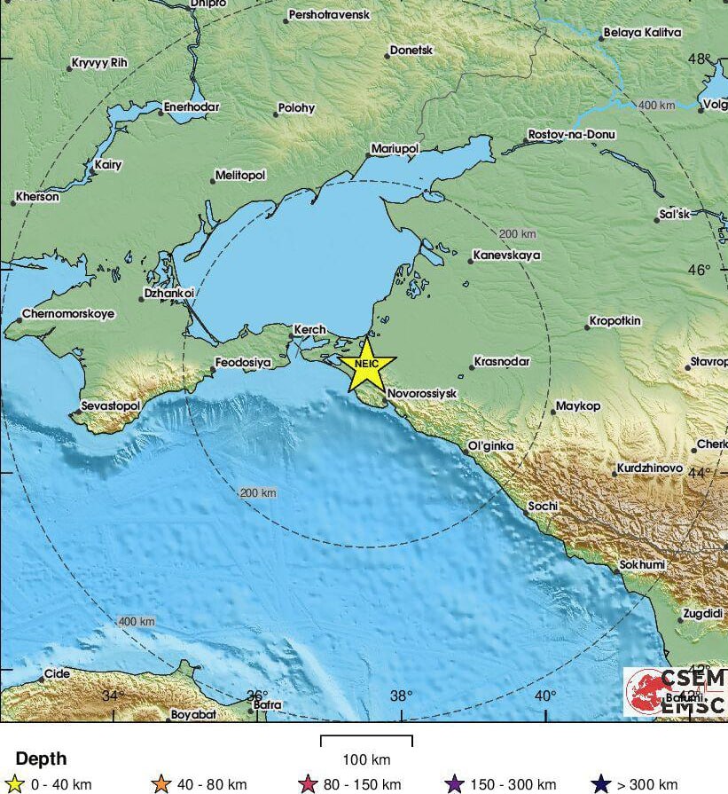 🌎 Землетрясение магнитудой 4,2 произошло в районе Анапы и Новороссийска.