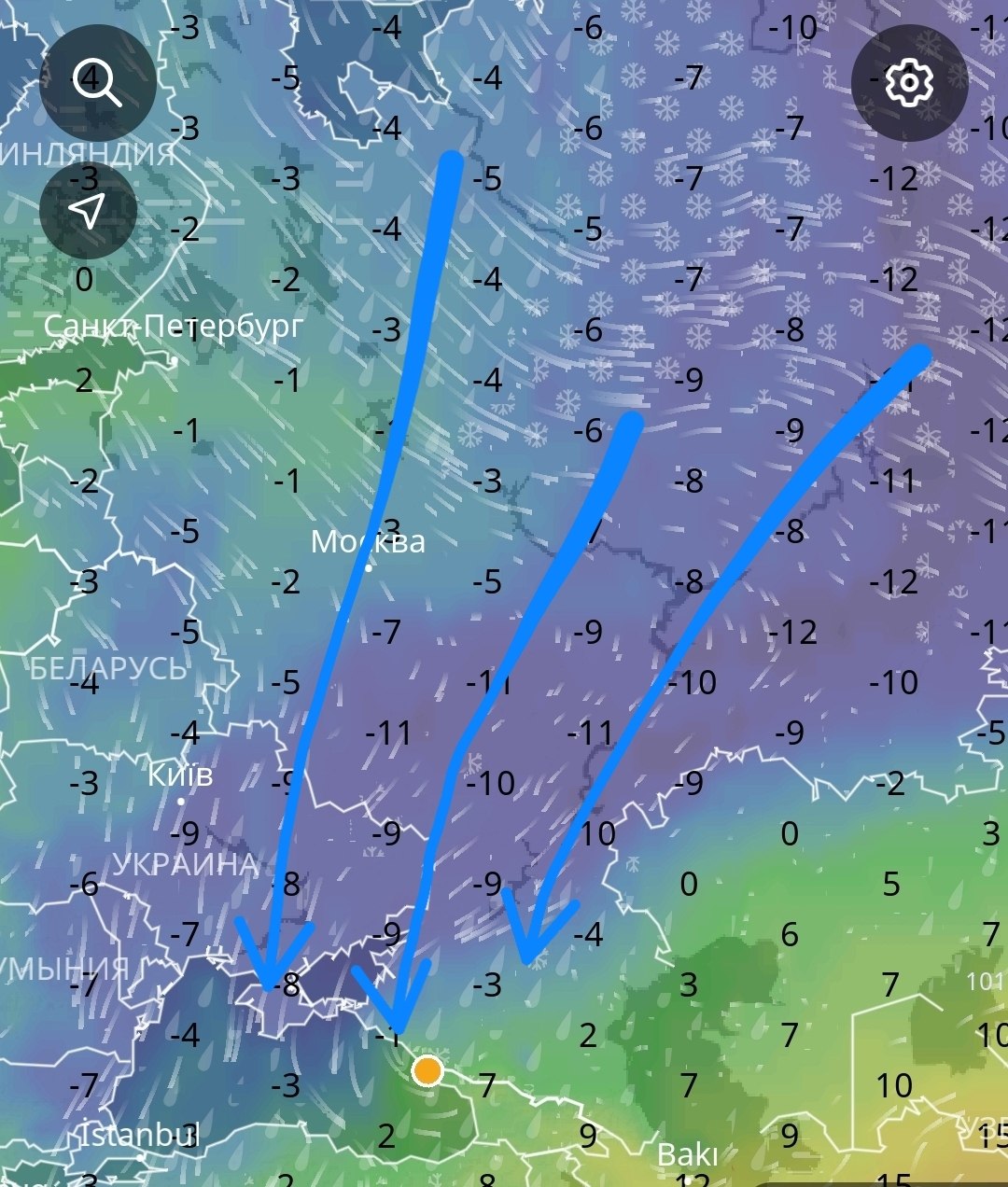 🥶 Масштабное и продолжительное арктическое вторжение в район Черного моря ожидается с 4 ноября. Оно может привести к сильным дождям и ливням, а также к сильным снегопадам в горах (Алексей Кокорин)